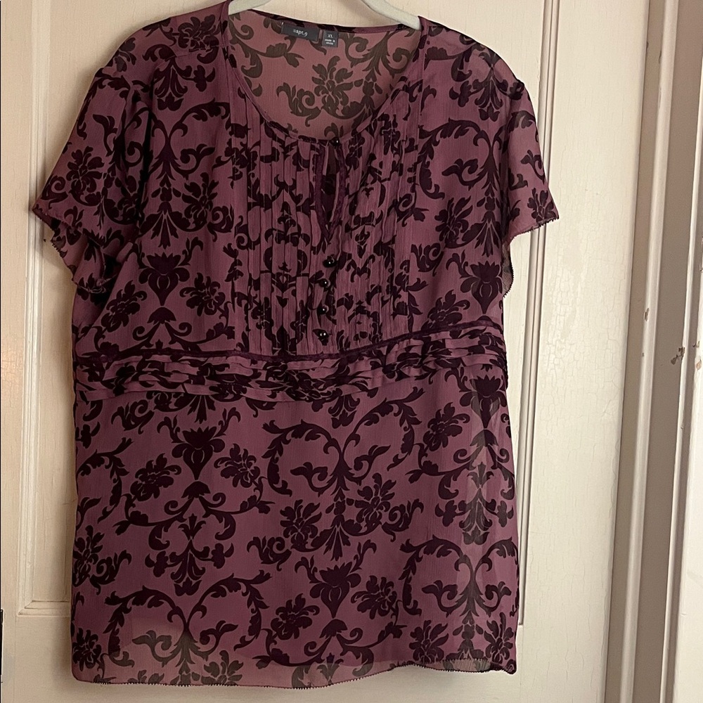 Elegant Purple Patterned Women's Top